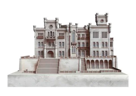 Fairytale Castle on White Stock Illustration