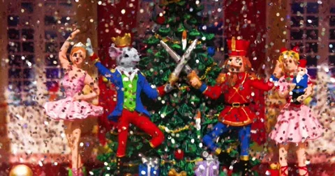 Fairytale characters battle of the Nutcracker and the Mouse King in glitter. Video stock 316176649