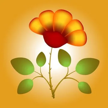 Fairytale flower on an orange background Stock Illustration