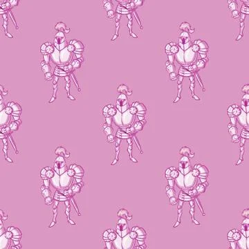 Fairytale knight seamless pattern Illustrazione stock