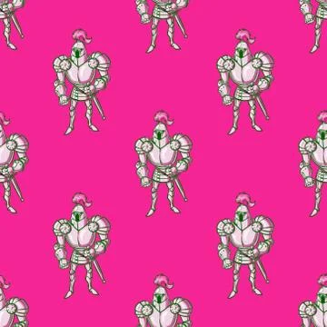 Fairytale knight seamless pattern Stock Illustration