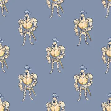 Fairytale knight seamless pattern Illustrazione stock