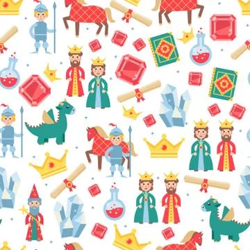 Fairytale Seamless Pattern Illustrazione stock