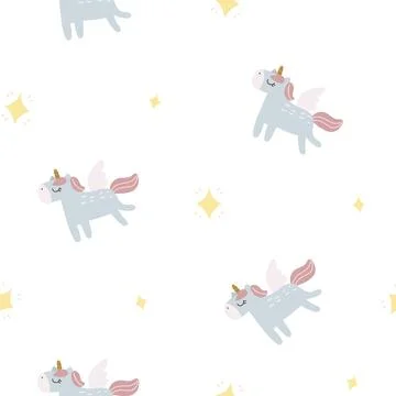 Fairytale seamless pattern set featuring unicorn Illustrazione stock