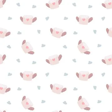Fairytale seamless pattern set featuring envelope Illustrazione stock