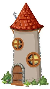 Fairytale tower isolated on white background Stock Illustration