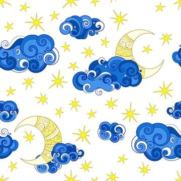 Fairytale Weather Forecast Seamless Pattern Stock Illustration