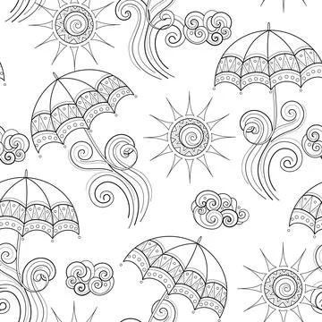 Fairytale Weather Forecast Seamless Pattern Stock Illustration