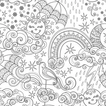 Fairytale Weather Forecast Seamless Pattern Stock Illustration