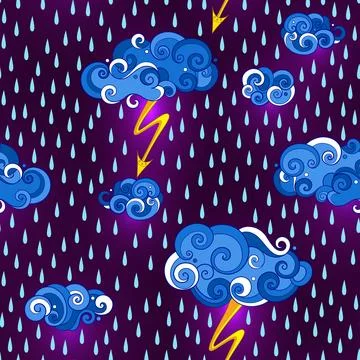 Fairytale Weather Forecast Seamless Pattern Stock Illustration