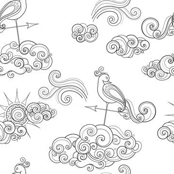 Fairytale Weather Forecast Seamless Pattern Stock Illustration