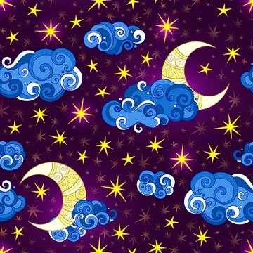 Fairytale Weather Forecast Seamless Pattern Stock Illustration