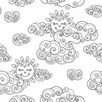 Fairytale Weather Forecast Seamless Pattern Illustrazione stock