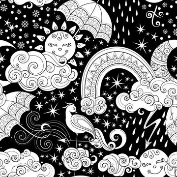 Fairytale Weather Forecast Seamless Pattern Stock Illustration