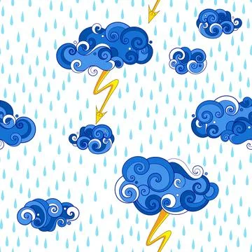 Fairytale Weather Forecast Seamless Pattern Stock Illustration