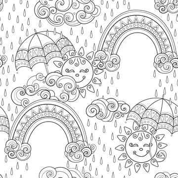 Fairytale Weather Forecast Seamless Pattern Stock Illustration