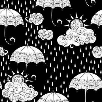 Fairytale Weather Forecast Seamless Pattern Stock Illustration