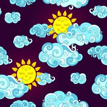 Fairytale Weather Forecast Seamless Pattern Stock Illustration