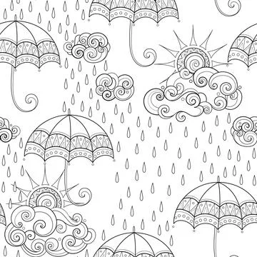 Fairytale Weather Forecast Seamless Pattern Stock Illustration