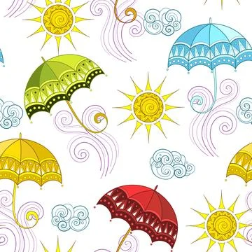 Fairytale Weather Forecast Seamless Pattern Stock Illustration