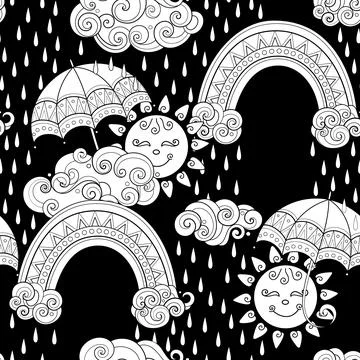 Fairytale Weather Forecast Seamless Pattern Stock Illustration