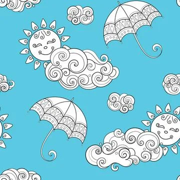 Fairytale Weather Forecast Seamless Pattern Stock Illustration