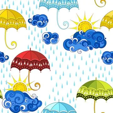 Fairytale Weather Forecast Seamless Pattern Stock Illustration