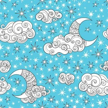Fairytale Weather Forecast Seamless Pattern Illustrazione stock