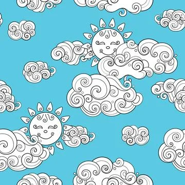 Fairytale Weather Forecast Seamless Pattern Stock Illustration