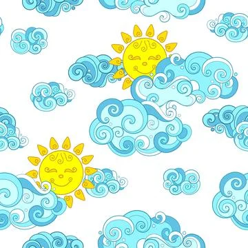 Fairytale Weather Forecast Seamless Pattern Stock Illustration
