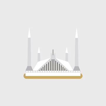 Faisal Mosque. Flat llustration. Stock Illustration