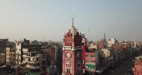 Faisalabad square aerial view, Pakistani drone footage Stock Footage 237189477