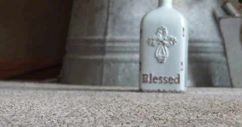 Faith and Blessed text on Ceramic Jars Stock Footage 92219117