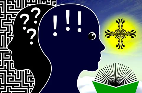 Faith helps to answer questions Stock Illustration