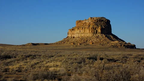 Fajada Butte, sun dagger site, Chaco Canyon, NM, 4k Stock Footage 266932572