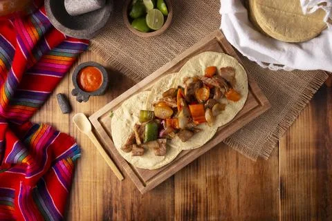 Fajita Tacos, in Mexico it is also called Alambre de Res. Very popular recipe Stock Photos