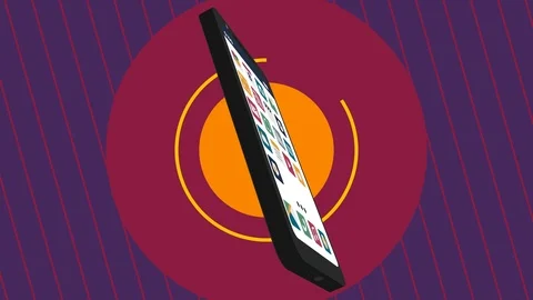 Fake 2D - 3D black phone animation. App icons in screen. Animated background Stock Footage 121681839