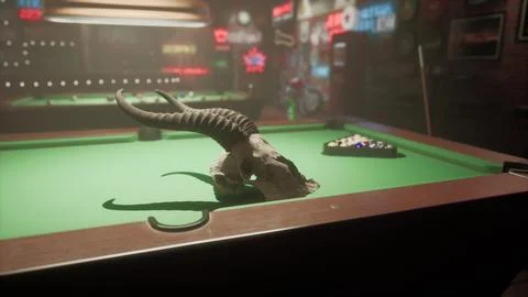 Fake Animal on Pool Table Stock Illustration
