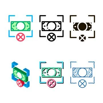 Fake banknote orientation icon types vector outline イラスト素材