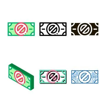 Fake banknotes without logo icon vector outline variations Stock Illustration