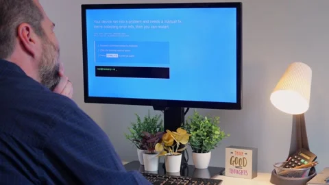 Fake Blue Screen Malware Attack Awareness Example Stock Footage 327488564