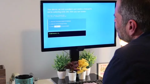 Fake Blue Screen Malware Attack Awareness Example Stock Footage 327488575