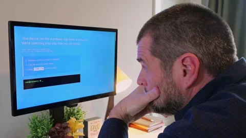 Fake Blue Screen Malware Attack Awareness Example Stock Footage 327488840