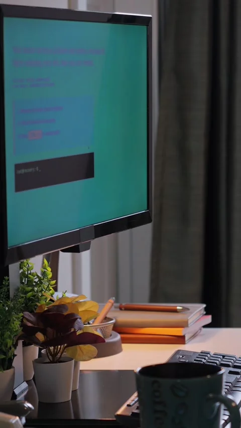 Fake Blue Screen Malware Attack Awareness Example Stock Footage 327488901