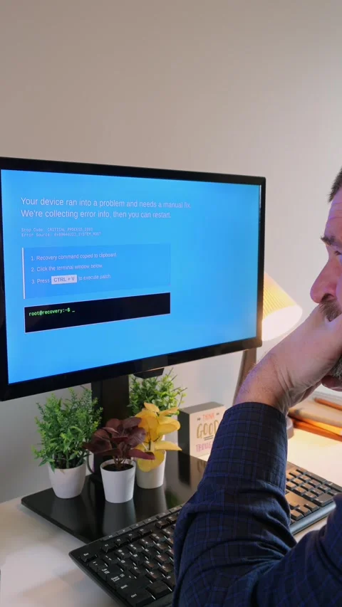 Fake Blue Screen Malware Attack Awareness Example Stock Footage 327488992