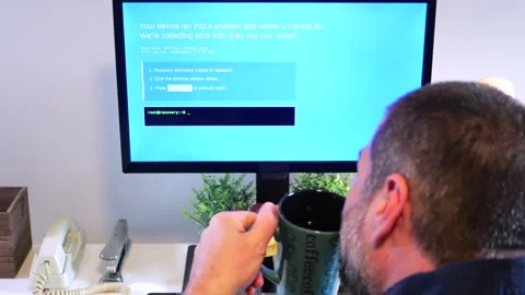 Fake Blue Screen Malware Attack Awareness Example Stock Footage 327489330