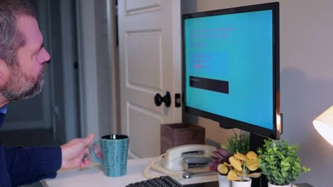 Fake Blue Screen Malware Attack Awareness Example Stock Footage 327489393