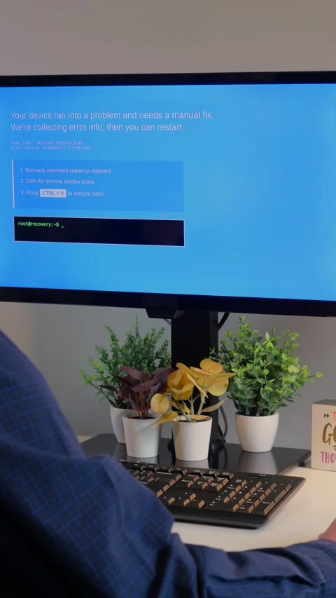 Fake Blue Screen Malware Attack Awareness Example Stock Footage 327489453