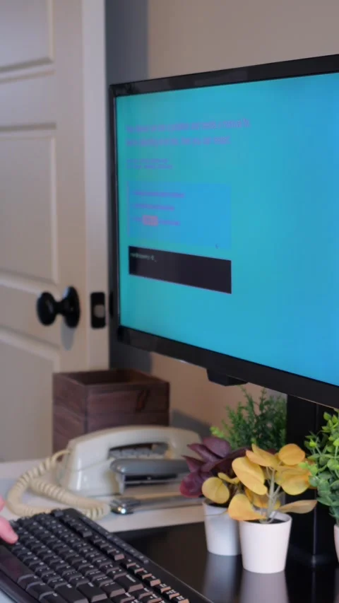 Fake Blue Screen Malware Attack Awareness Example Stock Footage 327489508