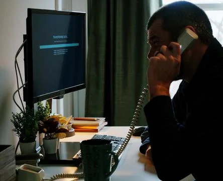 Fake Blue Screen Malware Attack Awareness Example Stock Photos